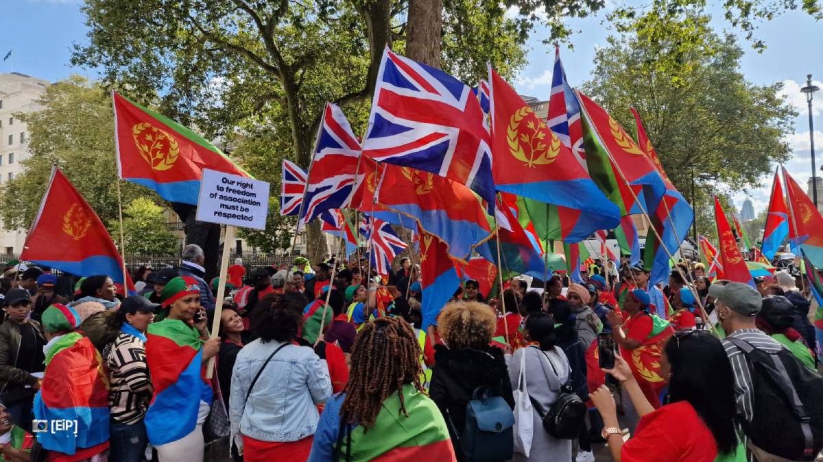 840 x 472 British-Eritreans from came together in a powerful demonstration in front of Downing Street demanding respect of their rights to celebrate their culture.